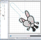ITH Digital Embroidery Pattern for Bad Bunny Easter Bunny Snap Tab / Keychain, 4X4 Hoop
