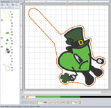 ITH Digital Embroidery Pattern for Bad Bunny Leprechaun Snap Tab / Keychain, 4X4 Hoop
