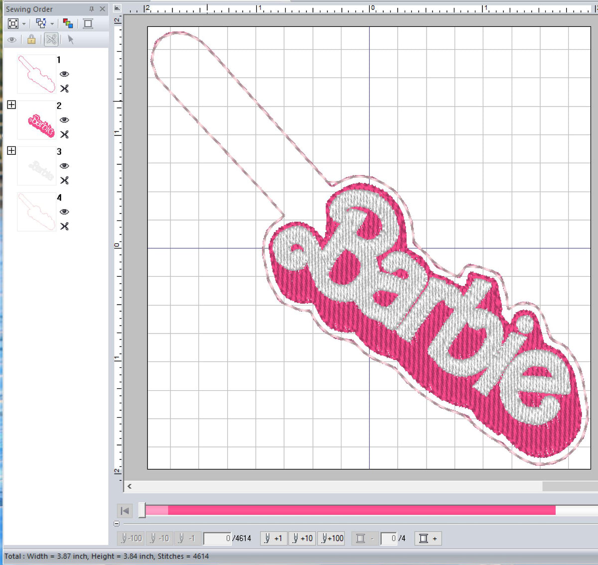 ITH Digital Embroidery Pattern for Barbie Snap Tab / Key Chain, 4X4 Ho ...
