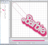 ITH Digital Embroidery Pattern for Barbie Snap Tab / Key Chain, 4X4 Hoop