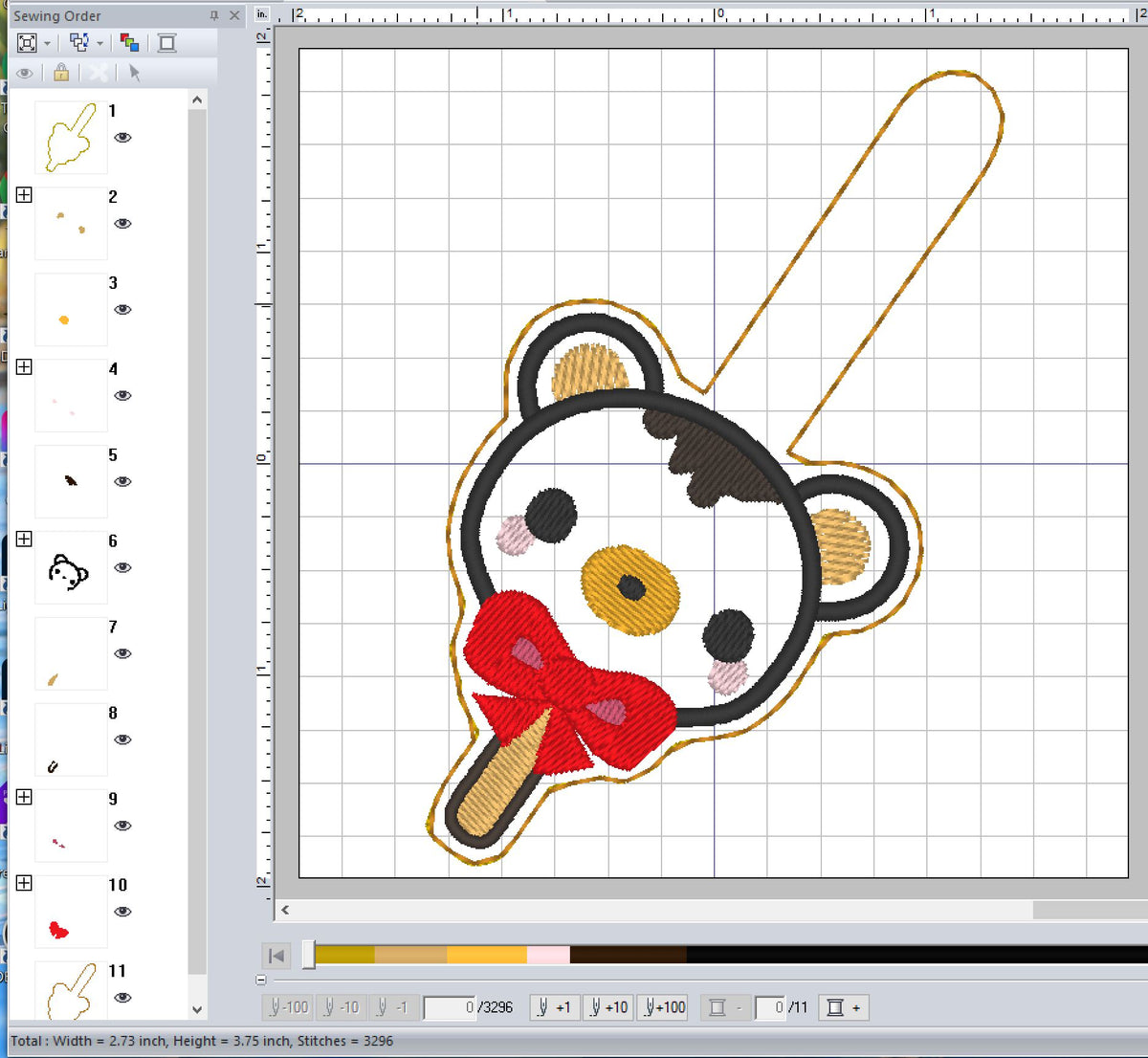 ITH Digital Embroidery Pattern for Bear Popsicle Snap Tab / Key Chain ...