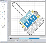 ITH Digital Embroidery Pattern for Best Dad In The Galaxy Snap Tab / Keychain, 4x4 Hoop