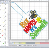 ITH Digital Embroidery Pattern for Bee Happy It's Summer Snap Tab / Keychain, 4X4 Hoop