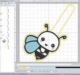 ITH Digital Embroidery Pattern for Bee II Snap Tab / Key Chain, 4X4 Hoop