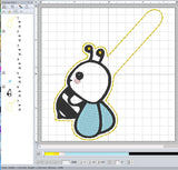 ITH Digital Embroidery Pattern for Bee IV Snap Tab / Key Chain, 4X4 Hoop