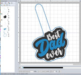 ITH Digital Embroidery Pattern for Best Dad Ever Snap Tab / Key Chain, 4X4 Hoop
