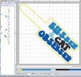 ITH Digital Embroidery Pattern for Blessed & Cat Obsessed Snap Tab / Keychain, 4X4 Hoop