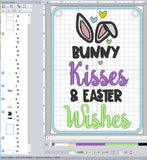 ITH Digital Embroidery Pattern for Bunny Kisses & Easter Wishes 5X7 Sign, 5X7 Hoop
