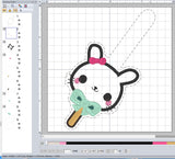 ITH Digital Embroidery Pattern for Bunny Popsicle Snap Tab / Key Chain, 4X4 Hoop