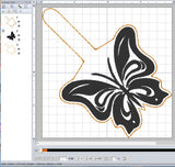ITH Digital Embroidery Pattern for Butterfly 1 Snap Tab / Keychain, 4X4 Hoop