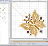 ITH Digital Embroidery Pattern for Butterfly 2 Snap Tab / Keychain, 4X4 Hoop