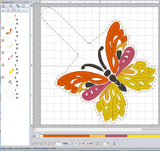 ITH Digital Embroidery Pattern for Butterfly 3 Snap Tab / Keychain, 4X4 Hoop