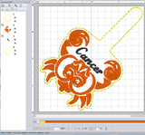 ITH Digital Embroidery Pattern for Cancer Zodiac Snap Tab / Key Chain, 4X4 Hoop