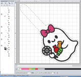 Candy Ghost Digital Embroidery Pattern Snap Tab / Keychain, 4X4 Hoop