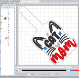 ITH Digital Embroidery Pattern for Cat Mom Face Snap Tab / Keychain, 4X4 Hoop