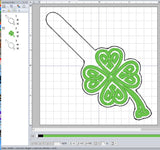 ITH Digital Embroidery Pattern for Celtic Knot Clover 2 Snap Tab / Keychain, 4X4 Hoop