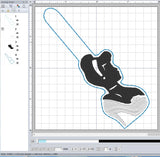 ITH Digital Embroidery Pattern for Cinder with Slipper Snap Tab / Keychain, 4X4 Hoop