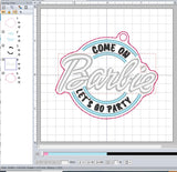 ITH Digital Embroidery Pattern for Come on Barb Let's Party Eyelet Key Chain, 4X4 Hoop