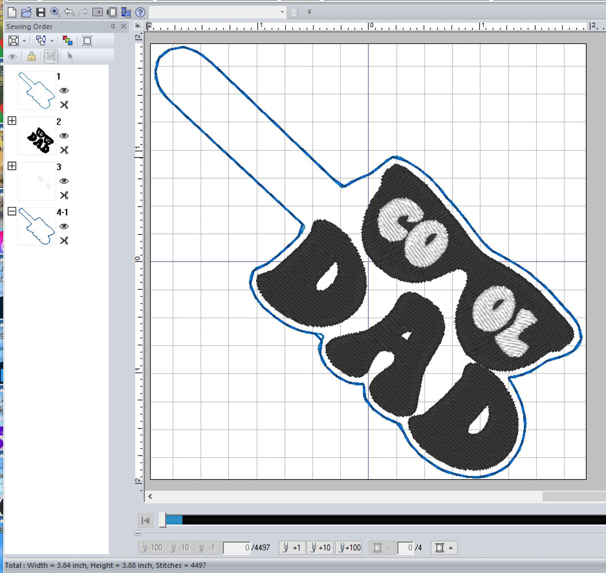 ITH Digital Embroidery Pattern for Cool Dad Snap Tab / Key Chain, 4X4 ...