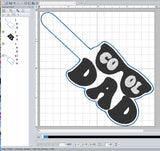 ITH Digital Embroidery Pattern for Cool Dad Snap Tab / Key Chain, 4X4 Hoop