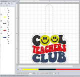 ITH Digital Embroidery Pattern for Cool Teachers Club Snap Tab / Keychain,