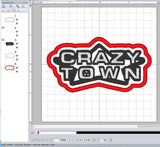 ITH Digital Embroidery Pattern for Crazy Town Patch, 4X4 Hoop