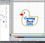 ITH Digital Embroider Pattern for Cruising Duck 2026 Magnet, 4X4 Hoop