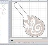 ITH Digital Embroidery Pattern for Curled up Kitty Snap Tab / Keychain, 4X4 Hoop
