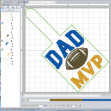 ITH Digital Embroidery Pattern for DAD MVP Football Snap Tab / Keychain, 4X4 Hoop