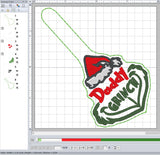 ITH Digital Embroidery Pattern for Daddy Grinch Snap Tab / Keychain, 4X4 Hoop