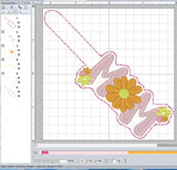 ITH Digital Embroidery Pattern for Daisy Mom Snap Tab / Keychain, 4X4 Hoop