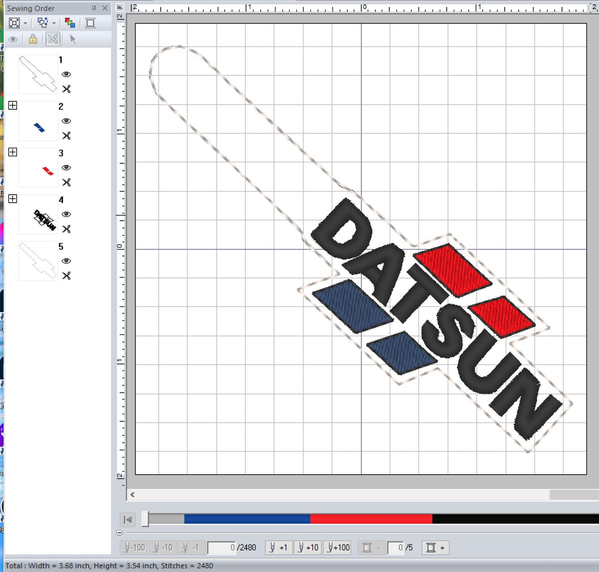 ITH Digital Embroidery Pattern for Datsun Color Snap Tab / Key Chain ...