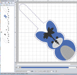 ITH Digital Embroidery Pattern for Eeyore Peep Snap Tab / Keychain, 4X4 Hoop