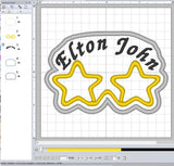 ITH Digital Embroidery Pattern For Elton John Star Glasses Patch, 4X4 Hoop