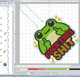 ITH Digital Embroidery Pattern for F This Sh-t Frog Snap Tab / Keychain, 4X4 Hoop