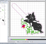 ITH Digital Embroidery Pattern for Fairy Vines 4 Snap Tab / Keychain, 4X4 Hoop