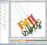 ITH Digital Embroidery Pattern for Fall Vibes Snap Tab / Keychain, 4X4 Hoop
