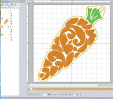 ITH Digital Embroidery Pattern for Filigree Carrot Bookmark / Key Chain, 4X4 Hoop