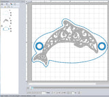 ITH Digital Embroidery Pattern for Filigree Dolphin Hair Bun Holder, 4X4 Hoop