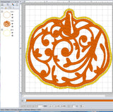 ITH Digital Embroidery Pattern for Filigree Pumpkin Coaster, 4X4 Hoop