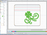 ITH Digital Embroidery Patter for Filigree Shamrock Cash/Card Zipper Pouch, 5X7 Hoop