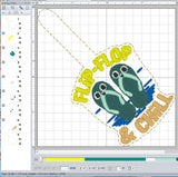 ITH Digital Embroidery Pattern for Flip Flop & Chill Snap Tab / Keychain, 4X4 Hoop