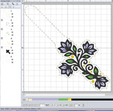 ITH Digital Embroidery Pattern for Floral Cross 1 Snap Tab / Keychain, 4X4 Hoop