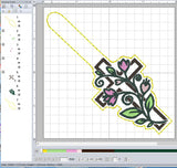 ITH Digital Embroidery Pattern for Floral Cross 2 Snap Tab / Keychain, 4X4 Hoop.