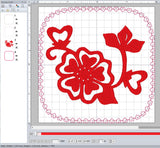 ITH Digital Embroidery Pattern for Floral With A Touch of Hearts Coaster, 4X4 Hoop