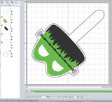 ITH Digital Embroidery Pattern for Frank Mask Snap Tab / Key Chain, 4X4 Hoop