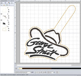 ITH Digital Embroidery Pattern for George Strait Snap Tab / Keychain, 4X4 Hoop