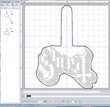 ITH Digital Embroidery Pattern for Ghost Snap Tab / Keychain, 4X4 Hoop