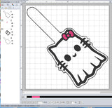 ITH Digital Embroidery Pattern for Ghost Kitty 1 Snap Tab / Keychain, 4X4 Hoop