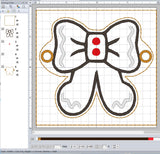 ITH Digital Embroidery Pattern for Gingerbread Bow Hair Bun Holder, 4X4 Hoop